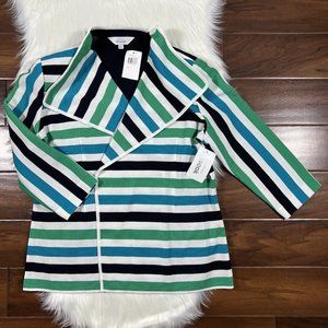 Exclusively Misook Women's Size Large Stripe Cardigan Sweater‎ Blazer